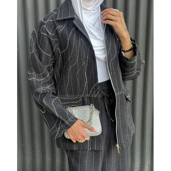 black striped set