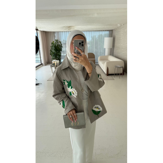 flower jacket grey