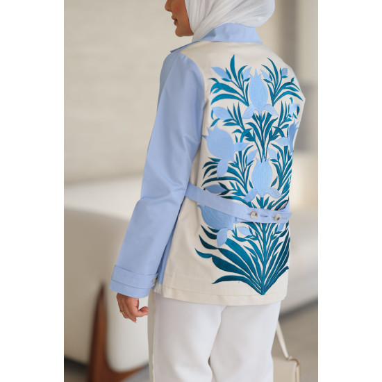 blue flower jacket